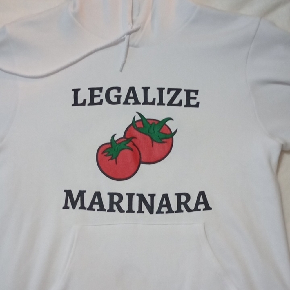 White and Red Hoodie with Tomato Graphic